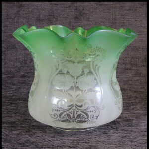Antique Victorian Green Glass Tulip Oil Lamp Shade Globe