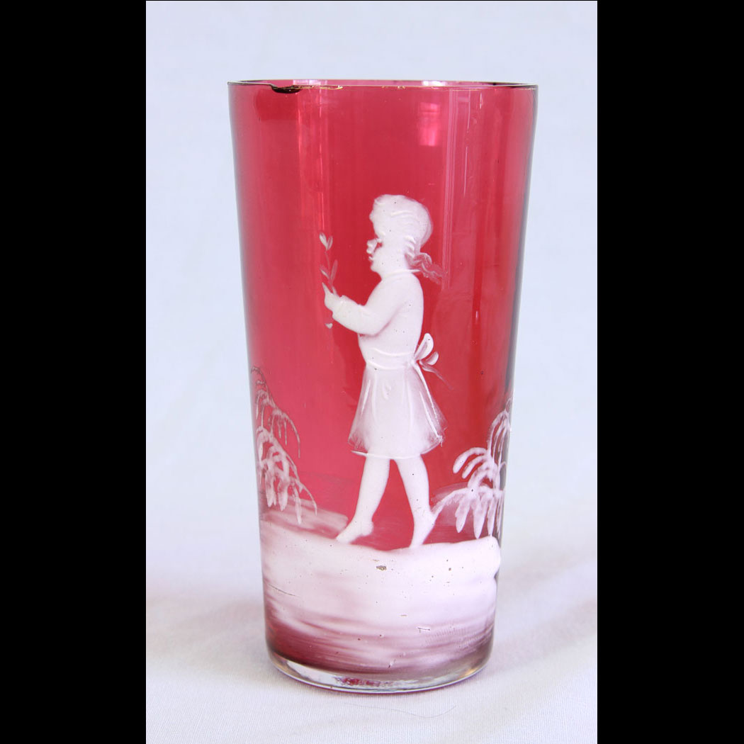 11742r01-Antique-Mary-Gregory-Tot-Cranberry-Glass,- Antique Cranberry Glass Mary Gregory Tot