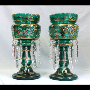 Pair Antique Victorian Mantle Lustres