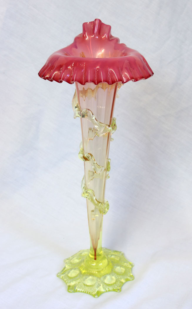 11767r1 Antique Opaline Glass Jack Pulpit Vase,
