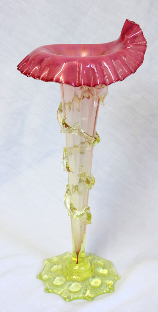 11767r2 Antique Opaline Glass Jack Pulpit Vase,