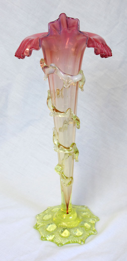 11767r3 Antique Opaline Glass Jack Pulpit Vase,
