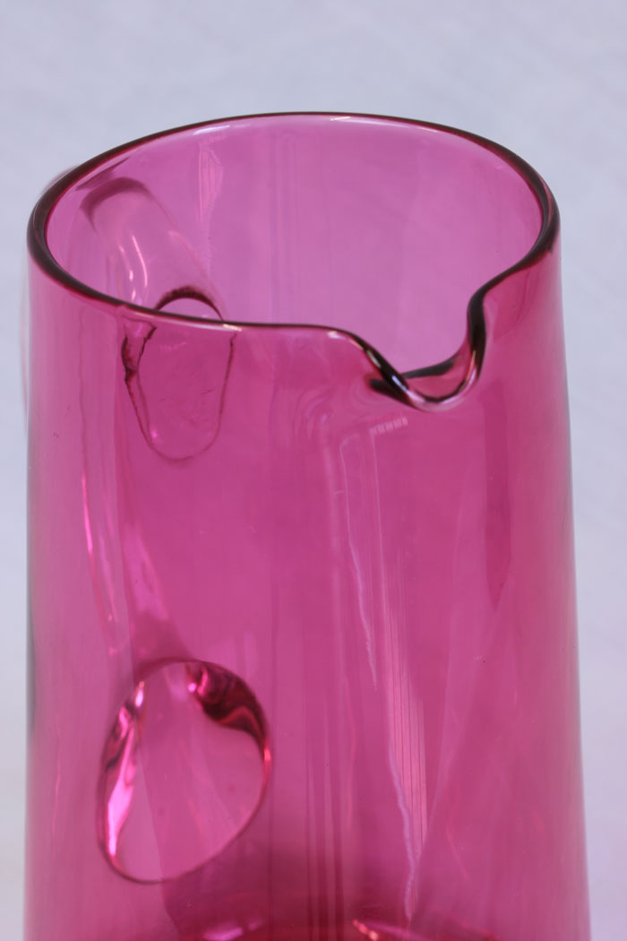 11772r4 Antique Large Cranberry Glass Jug Pitcher,