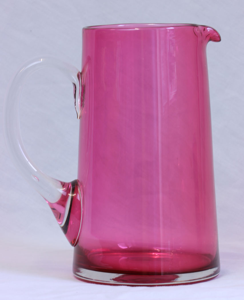 11772r5 Antique Large Cranberry Glass Jug Pitcher,