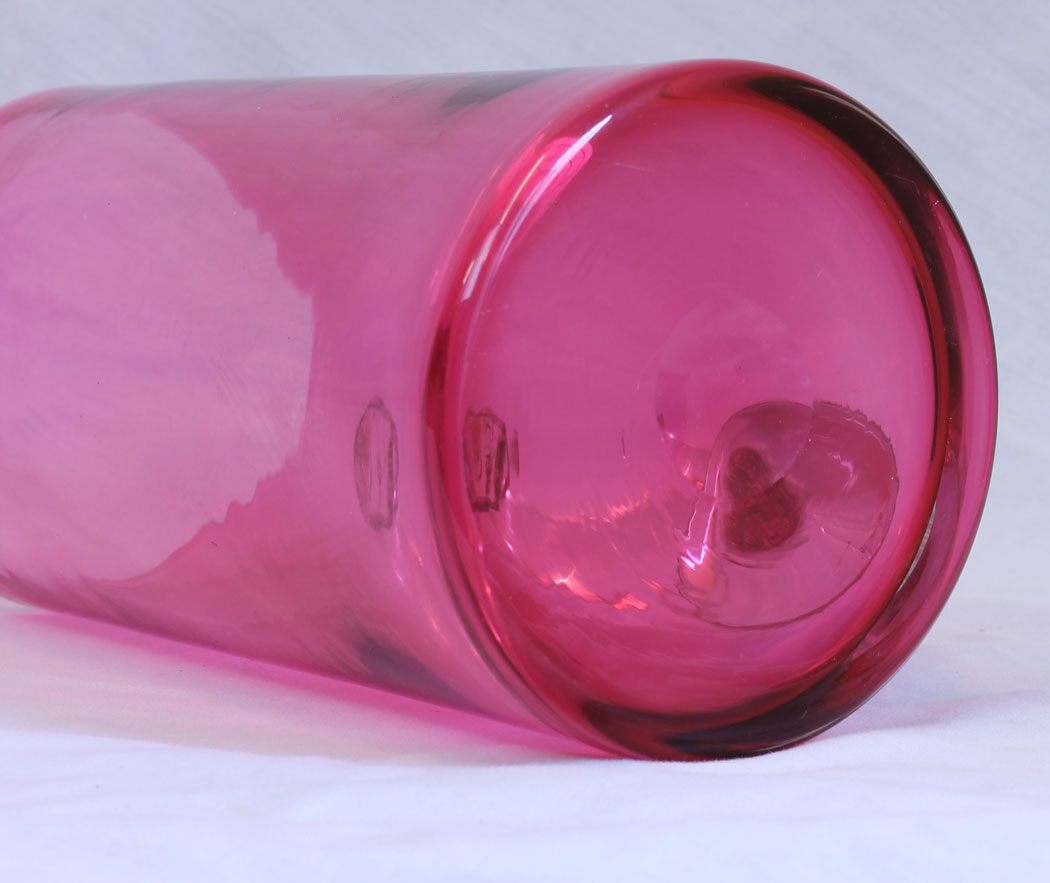 11772r8 Antique Large Cranberry Glass Jug Pitcher,