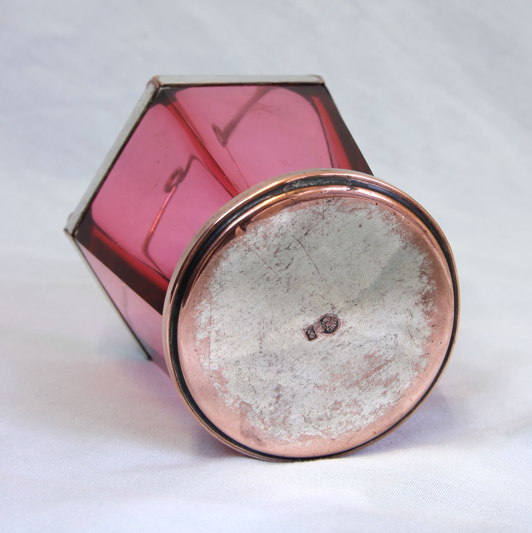 11774r5 A Unusual Silver Plated Cranberry Glass Drip Bucket,