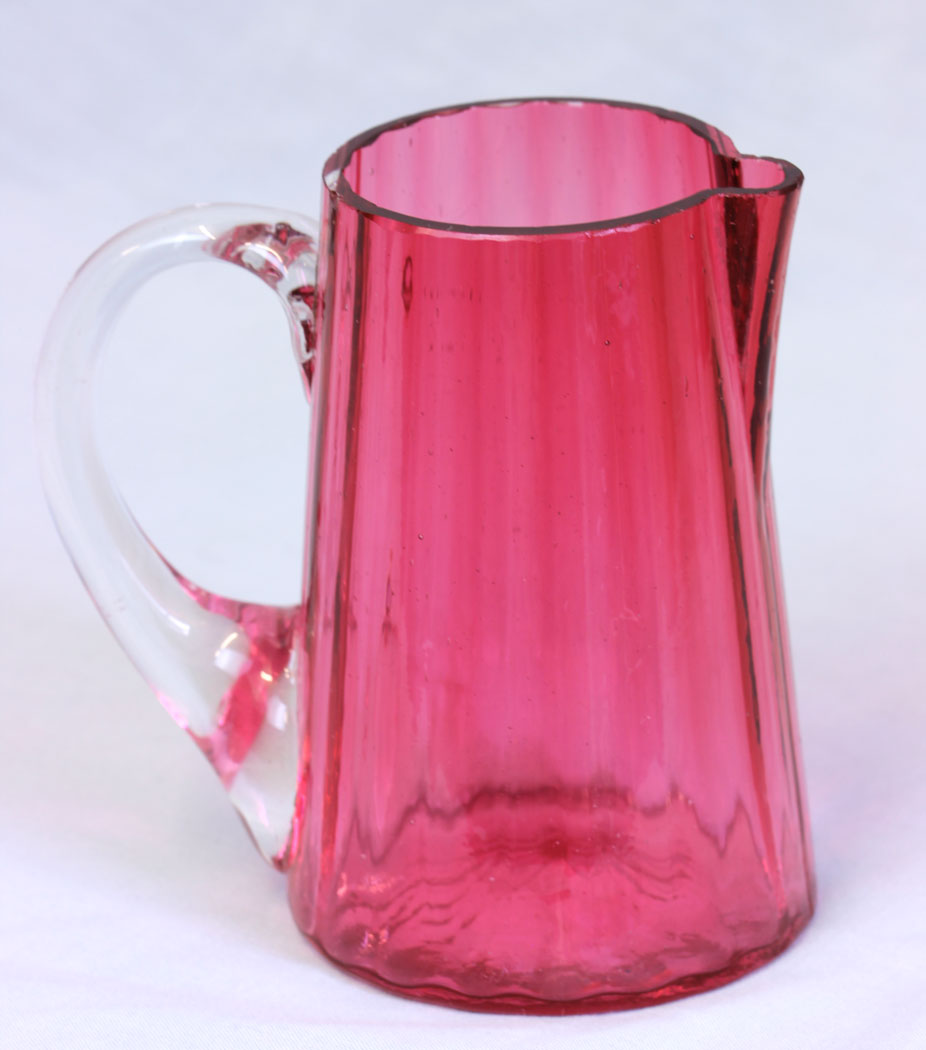 11777r1 Antique Small Cranberry Glass Jug,