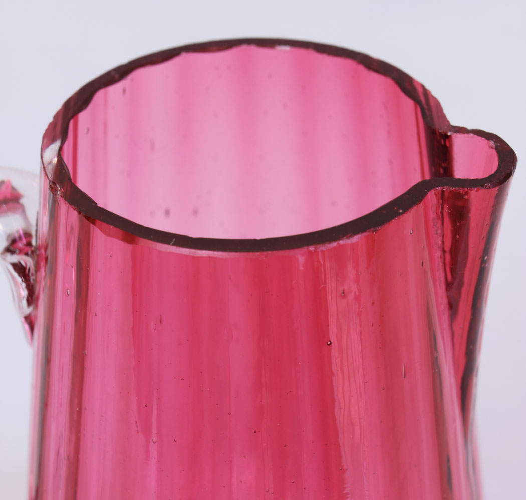 11777r5 Antique Small Cranberry Glass Jug,
