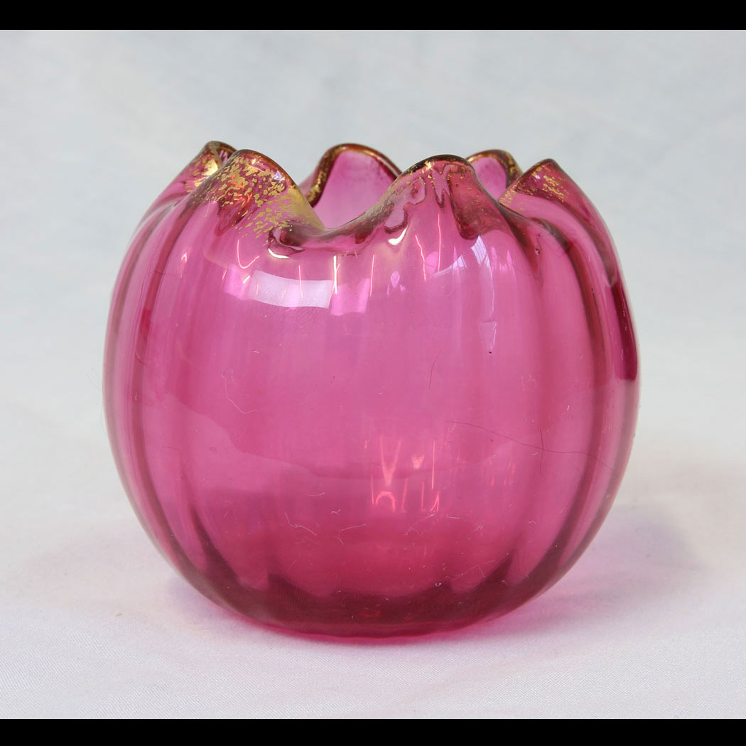 11785r01-Antique-Cranberry-Glass-Vase,- Antique Cranberry Glass Vase