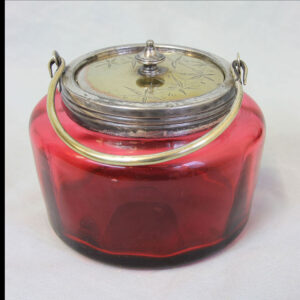 Antique Ruby Cranberry Glass Jam Pot