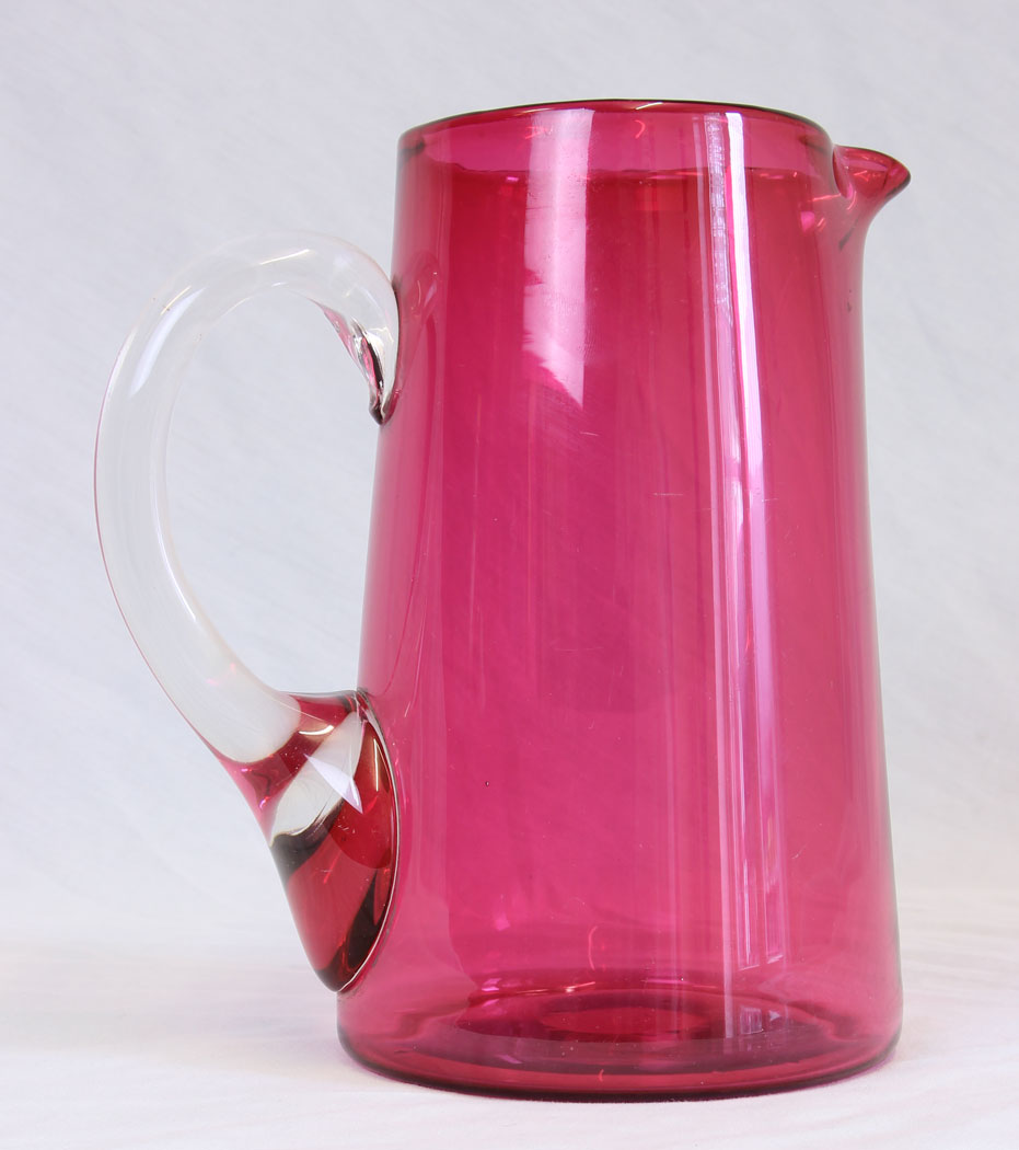 11805r1 Antique Cranberry Glass Large Jug Pitcher,