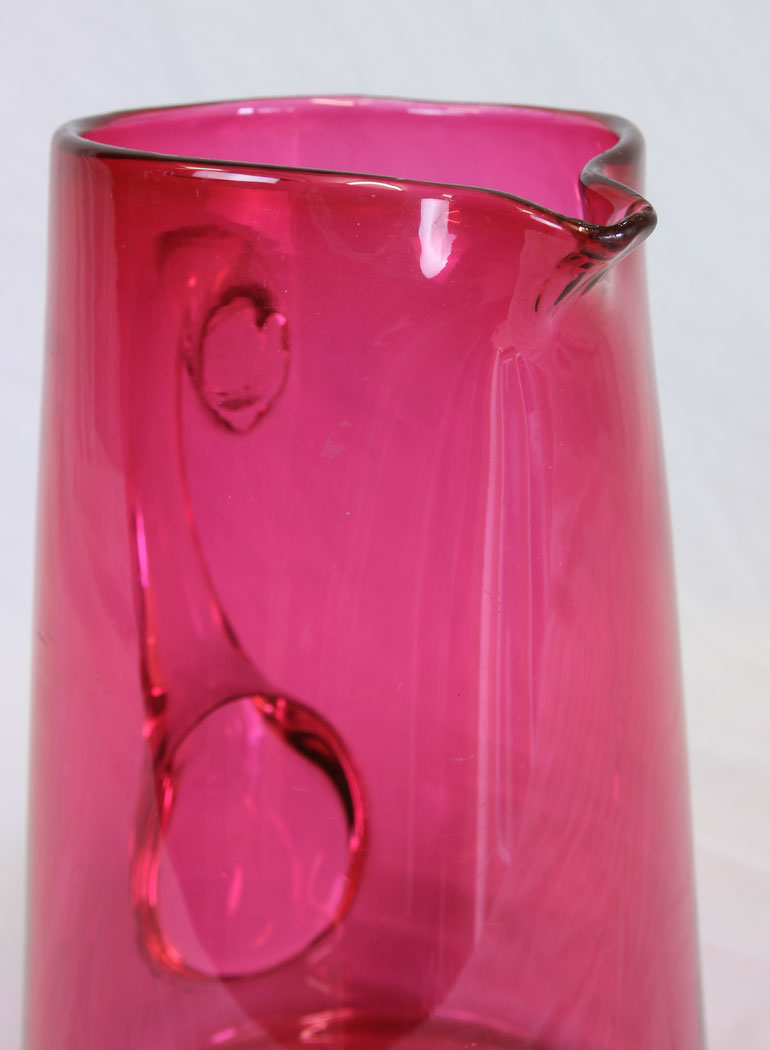 11805r3 Antique Cranberry Glass Large Jug Pitcher,