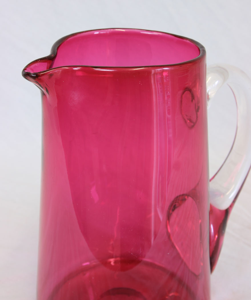11805r4 Antique Cranberry Glass Large Jug Pitcher,