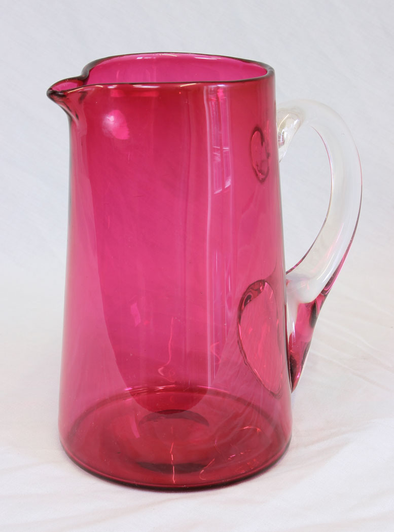 11805r5 Antique Cranberry Glass Large Jug Pitcher,