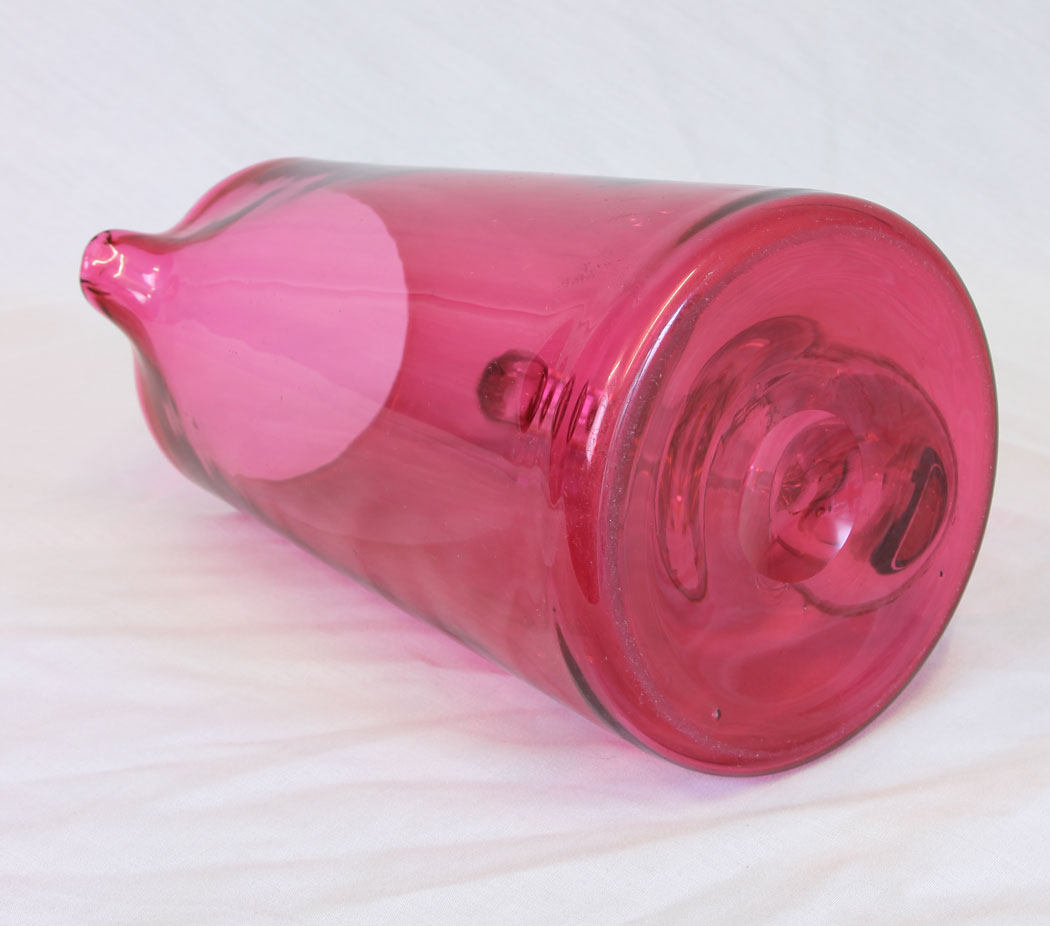 11805r7 Antique Cranberry Glass Large Jug Pitcher,