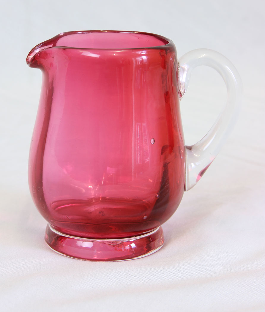 11806r3 Antique Small Cranberry Glass Cream Jug,