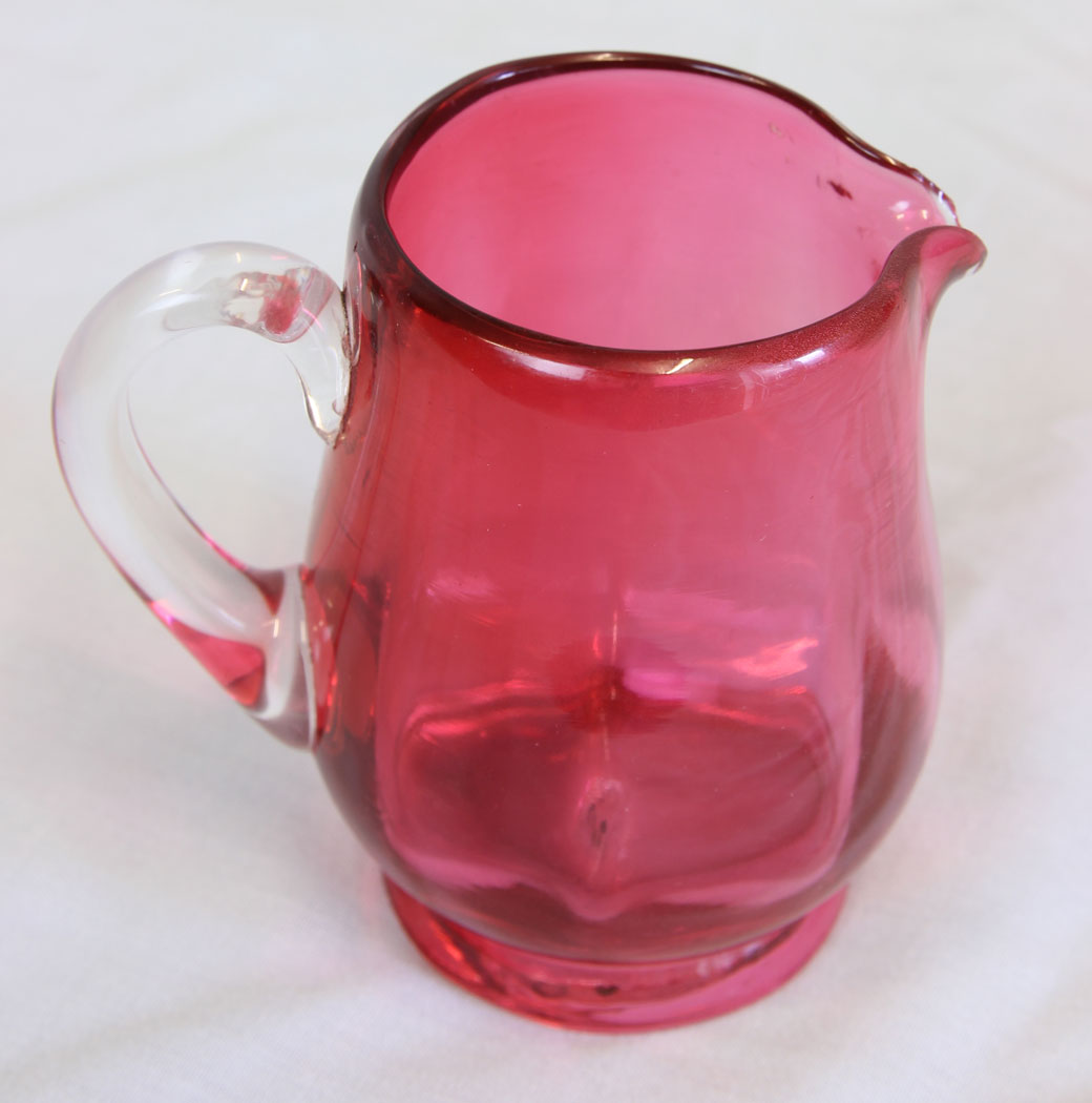 11806r4 Antique Small Cranberry Glass Cream Jug,