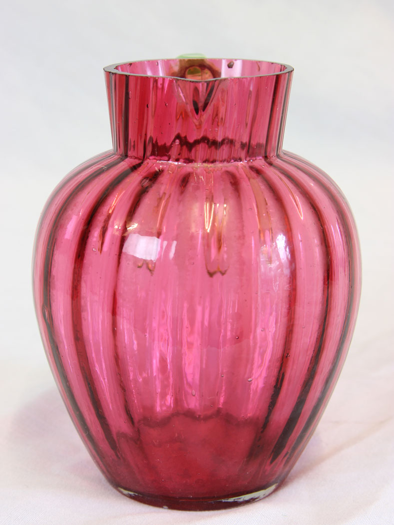 11810r2 Antique Victorian Cranberry Glass Jug,