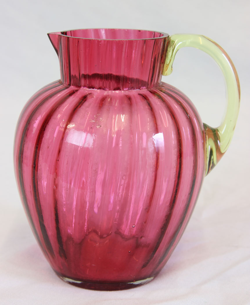 11810r3 Antique Victorian Cranberry Glass Jug,