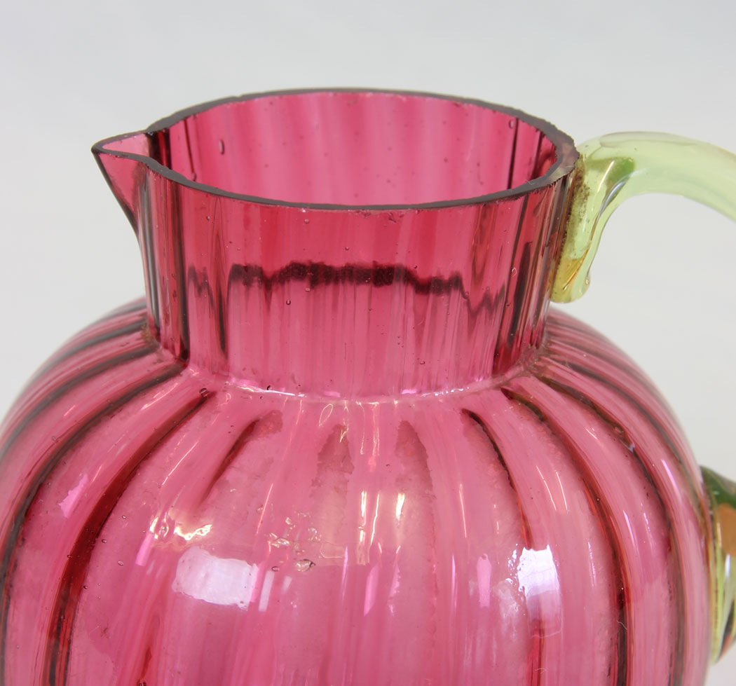 11810r4 Antique Victorian Cranberry Glass Jug,