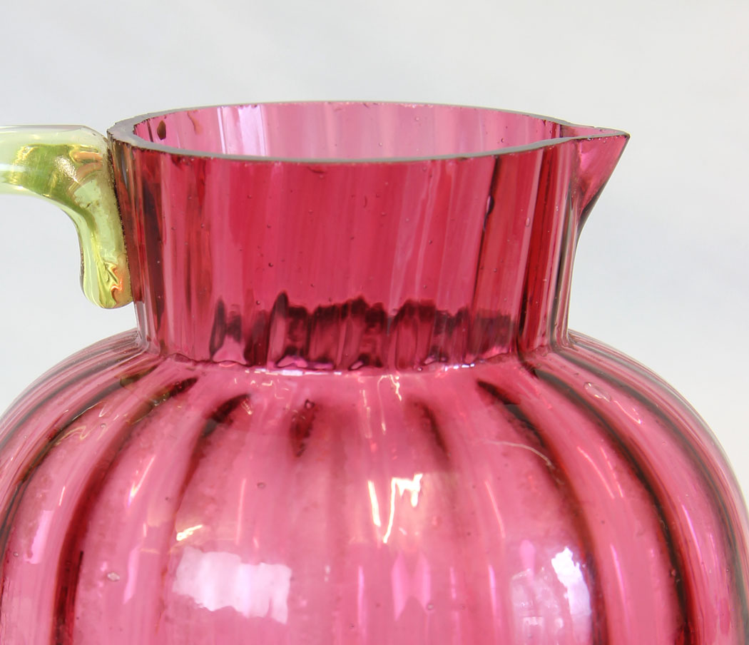 11810r7 Antique Victorian Cranberry Glass Jug,