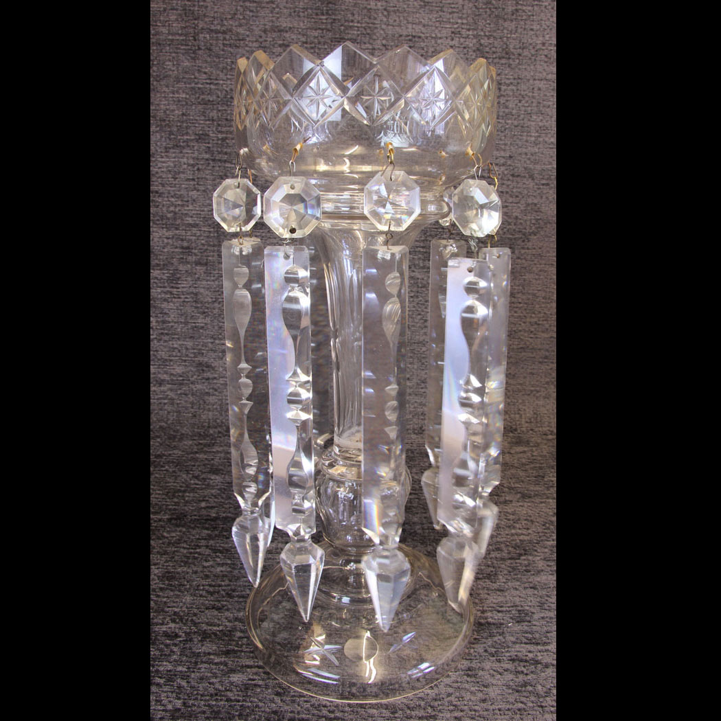 11824r01-Antique-Victorian-Cut-Glass-Lustre,- Antique Victorian Cut Glass Lustre
