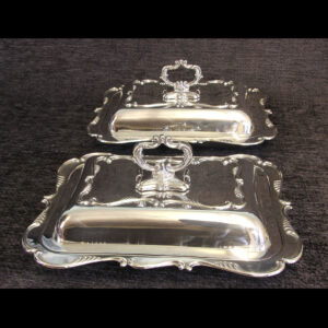 Pair Silver Plated Entrée Tureens Dishes