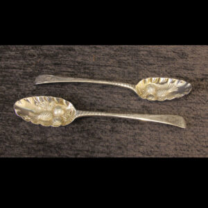 Antique Pair of Silver Berry Spoons