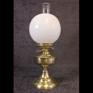 Brass Oil Lamp Opal White Shade