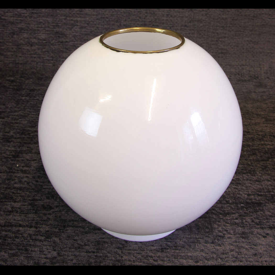 11859r01-Antique-Opaque-Oil-Lamp-Shade--Globe,- Antique Opaque Oil Lamp Shade / Globe with Brass Ring.