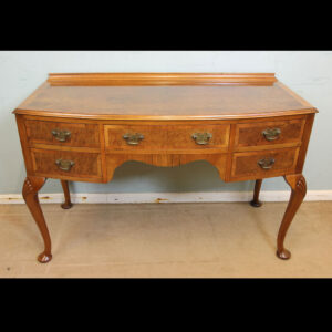 Burr Walnut Bow Front Writing Table Side Dressing Table
