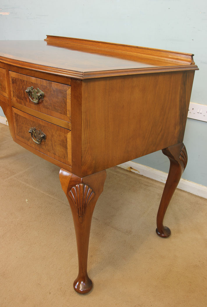 11861r6 Burr Walnut Bow Front Writing Table Side Dressing Table,
