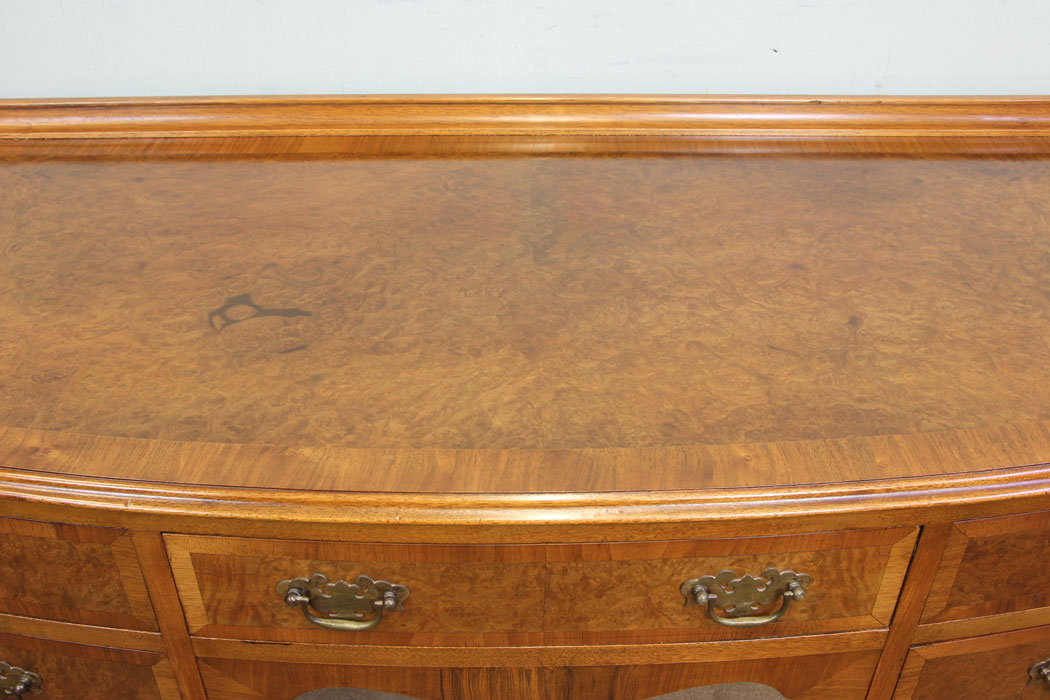 11861r7 Burr Walnut Bow Front Writing Table Side Dressing Table,