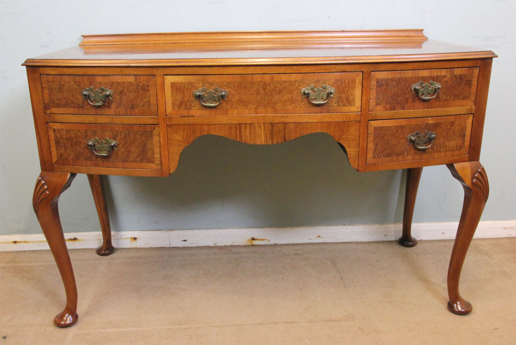 11861r8 Burr Walnut Bow Front Writing Table Side Dressing Table,
