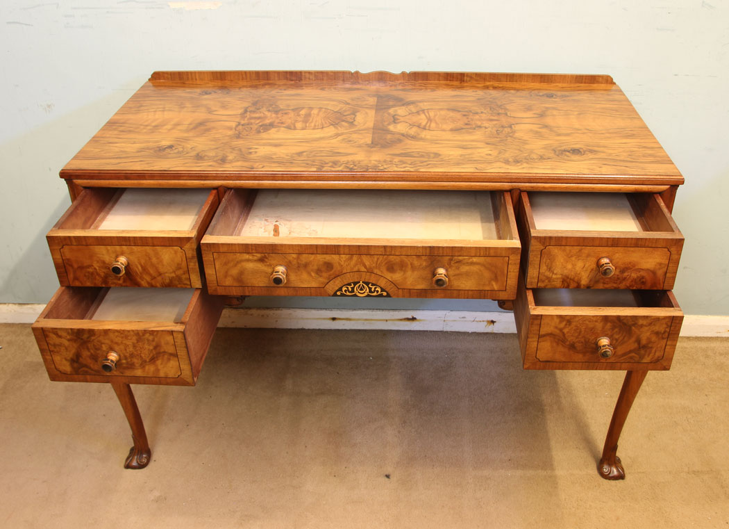 11865r12 Quality Burr Walnut Writing Desk Dressing Side Table,