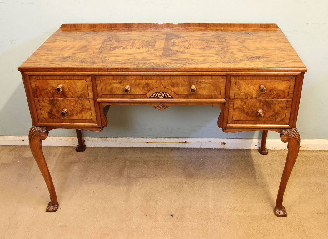 11865r13 Quality Burr Walnut Writing Desk Dressing Side Table,