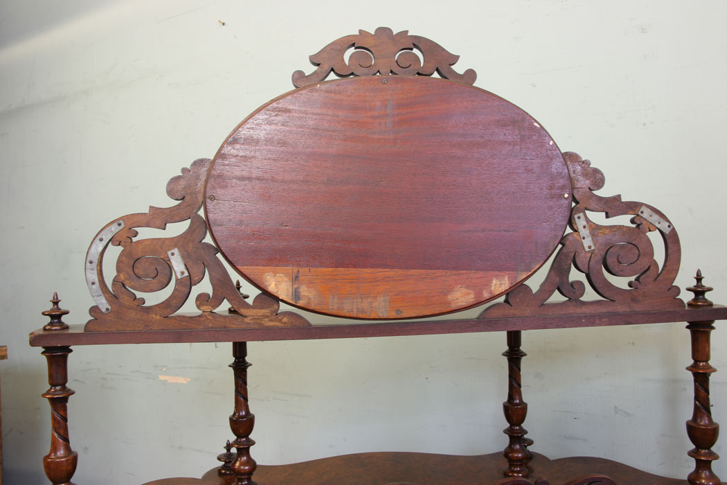 11868r14 Antique Victorian Burr Walnut Display Whatnot Side Cabinet,