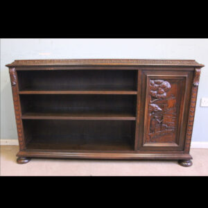 Carved Oak Open Bookcase