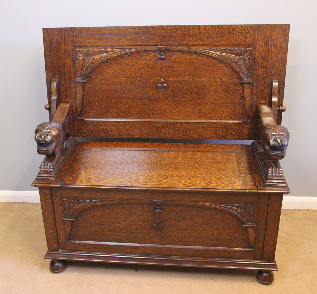 11905r1 Antique Oak Monks Bench,