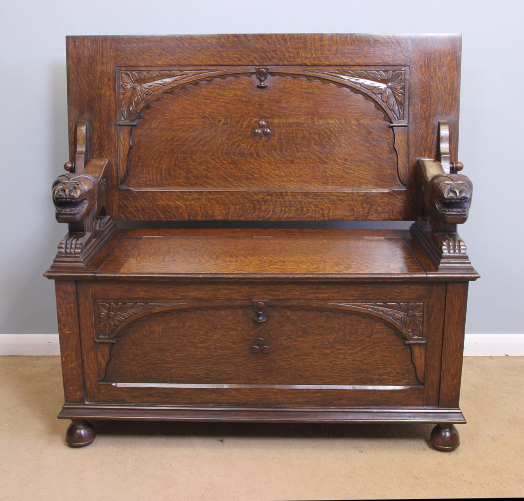 11905r12 Antique Oak Monks Bench,