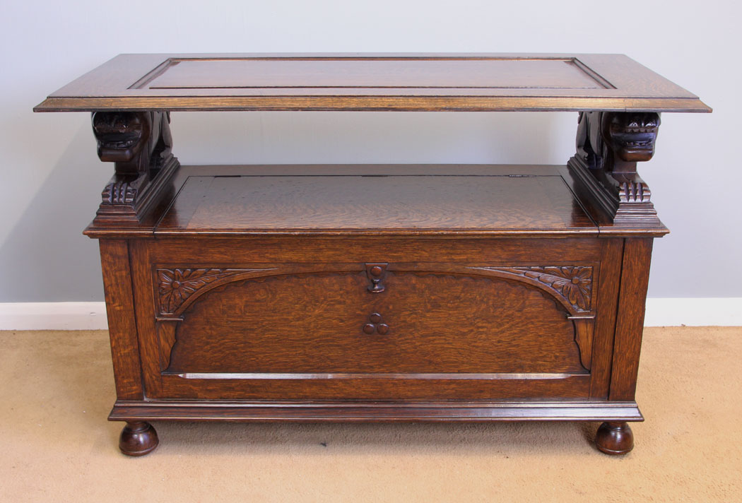11905r2 Antique Oak Monks Bench,