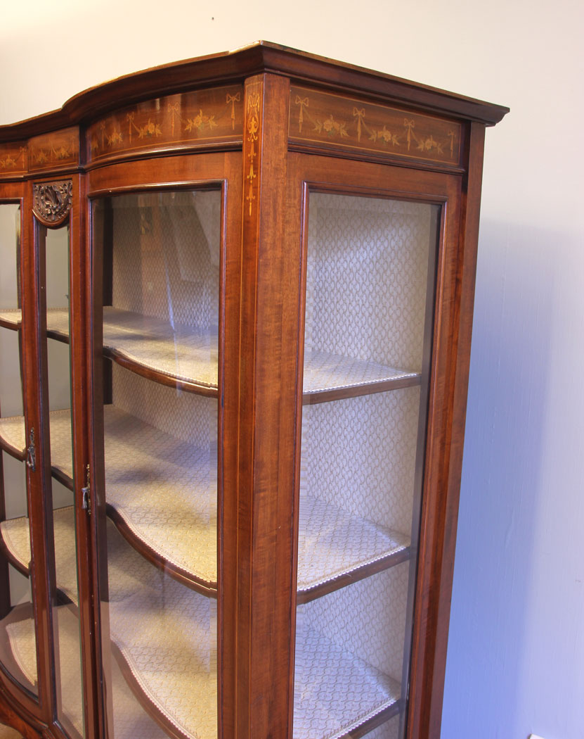 11918r6 Antique Edwardian Inlaid Mahogany Display Cabinet,