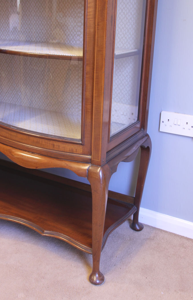 11918r8 Antique Edwardian Inlaid Mahogany Display Cabinet,