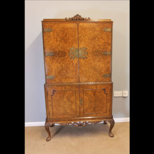 Antique Burr Walnut Cocktail Drinks Cabinet