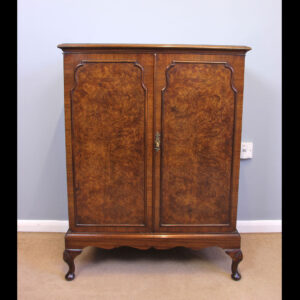 Two Door Burr Walnut Cupboard Side Cabinet.