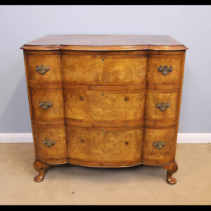 Antique Burr Walnut Shaped Front Chest of Drawers