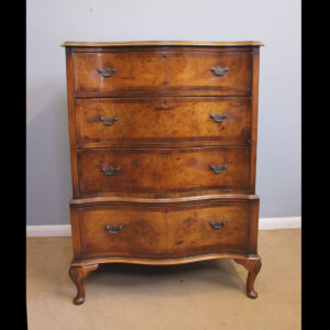 Antique Burr Walnut Serpentine Chest Drawers