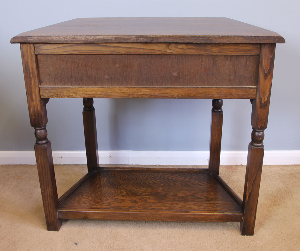 11957r12 Oak Single Drawer Side Hall Lamp Table,