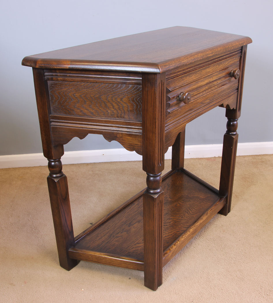 11957r3 Oak Single Drawer Side Hall Lamp Table,