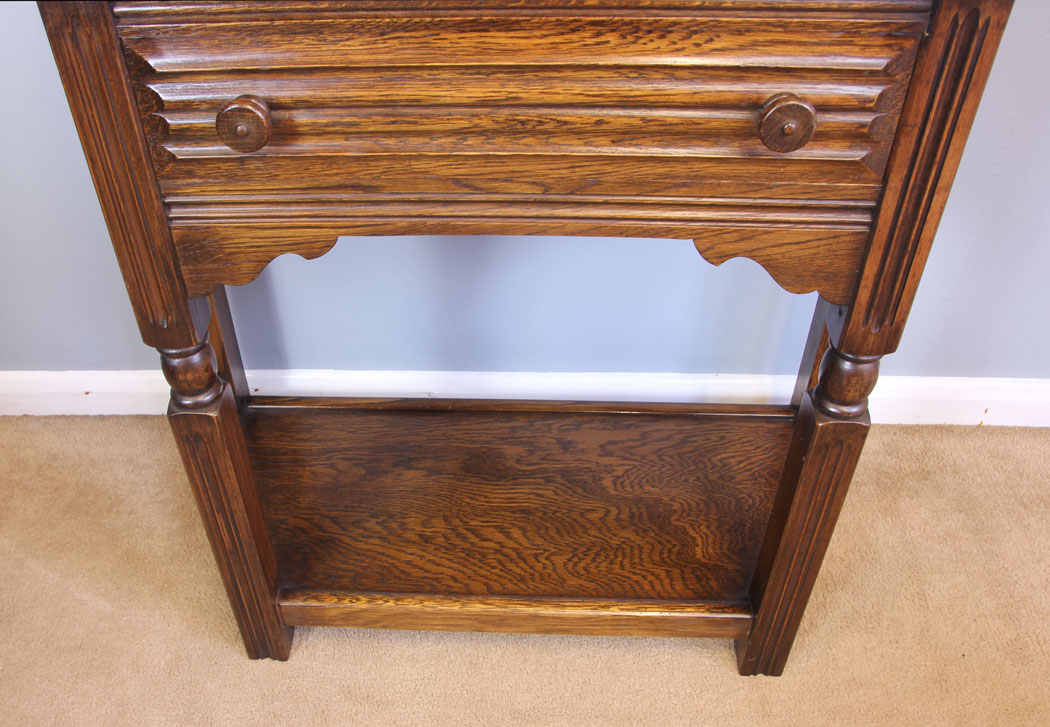11957r7 Oak Single Drawer Side Hall Lamp Table,